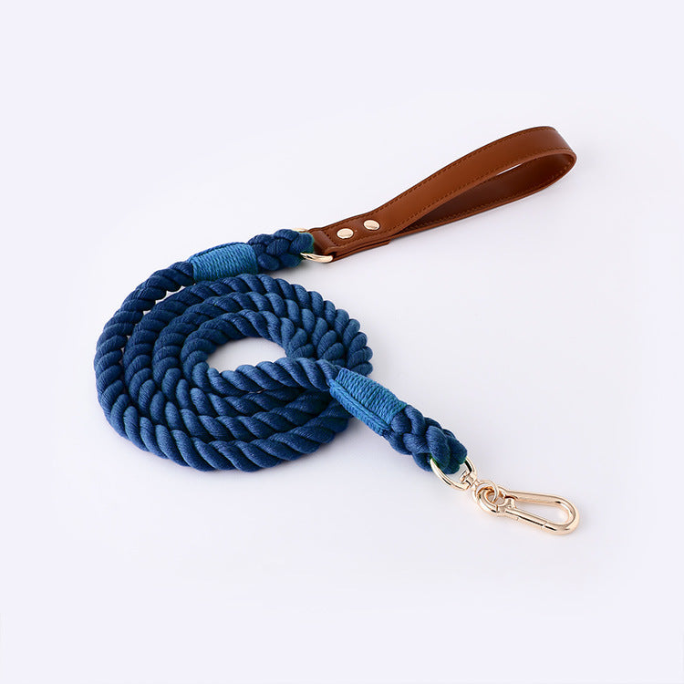 Cotton Rope Woven Leather Pet Leash