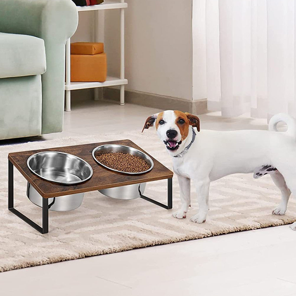Log Pet Feeding Cat Bowl Rack