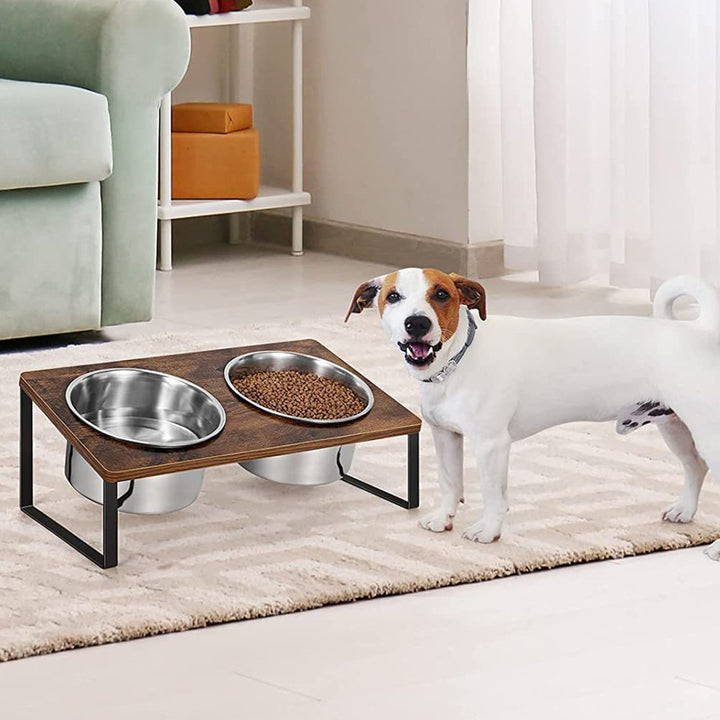 Log Pet Feeding Cat Bowl Rack
