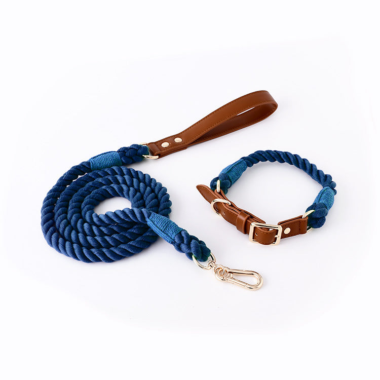 Cotton Rope Woven Leather Pet Leash
