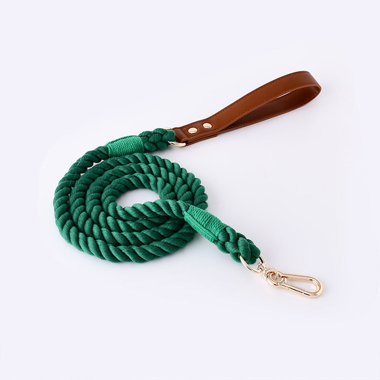 Cotton Rope Woven Leather Pet Leash