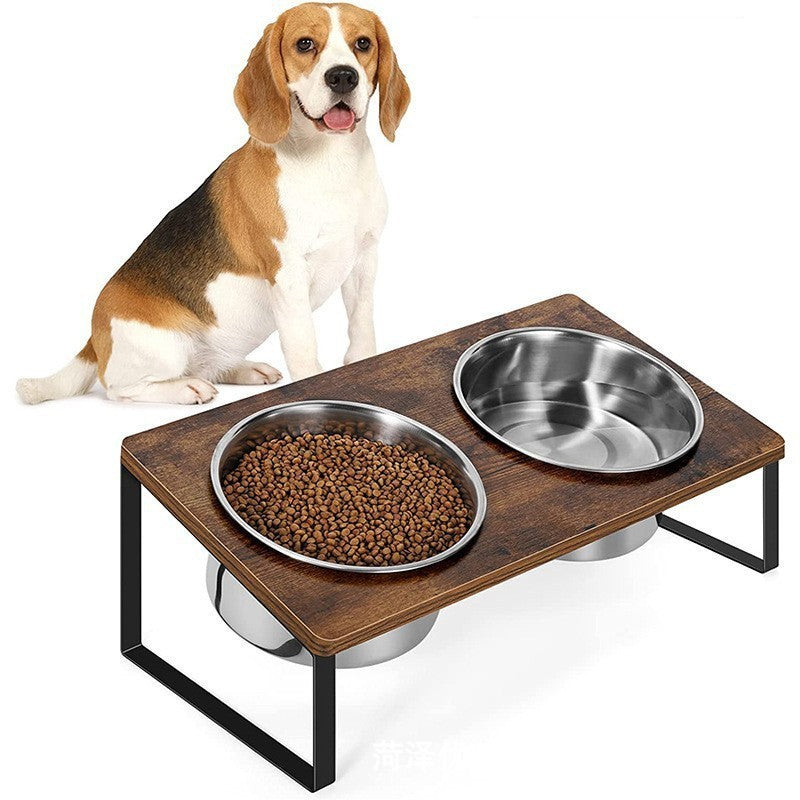 Log Pet Feeding Cat Bowl Rack