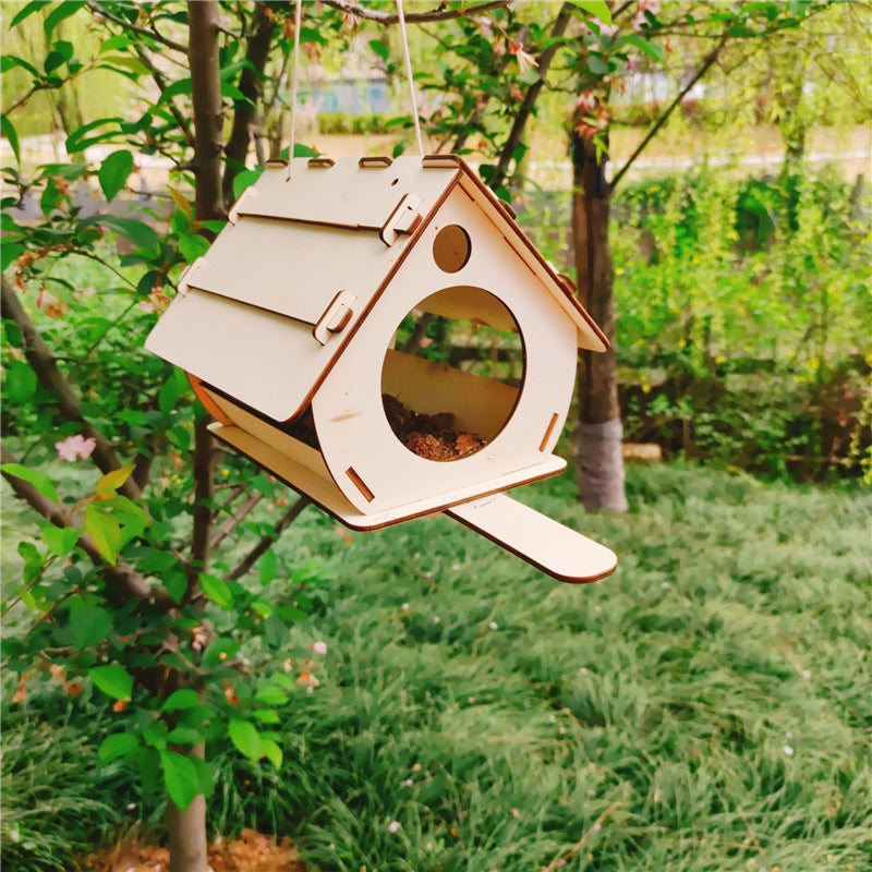 Hanging Wooden Bird Feeder DIY