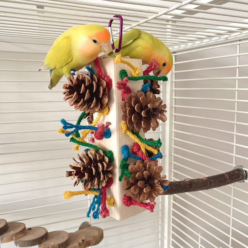 Solid Wood Parrot Toy